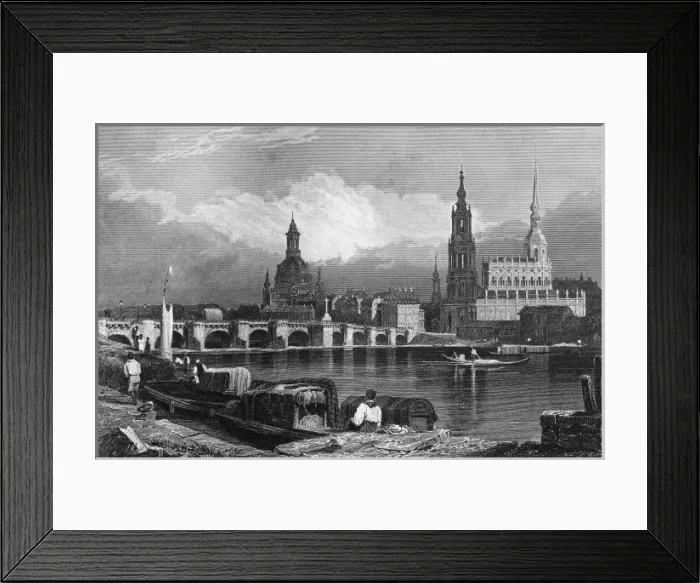 Framed Print : Historical View of Dresden on the Elbe c. 1850 Framed Print : Historical View of Dresden on the Elbe c. 1850