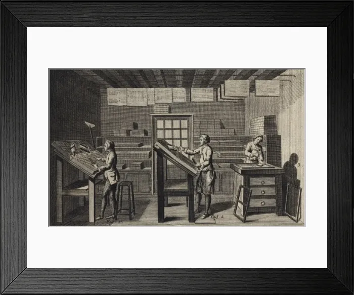 Framed Print : Typesetter in press. Detail of plate 1 for article Framed Print : Typesetter in press. Detail of plate 1 for article