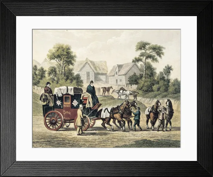 Framed Print : Stagecoach (19th c. ). Engraving Framed Print : Stagecoach (19th c. ). Engraving