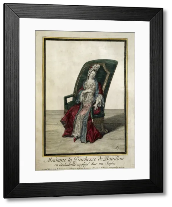 Framed Print : The Duchess of Bouillon posing as deshabill項 Framed Print : The Duchess of Bouillon posing as deshabill項