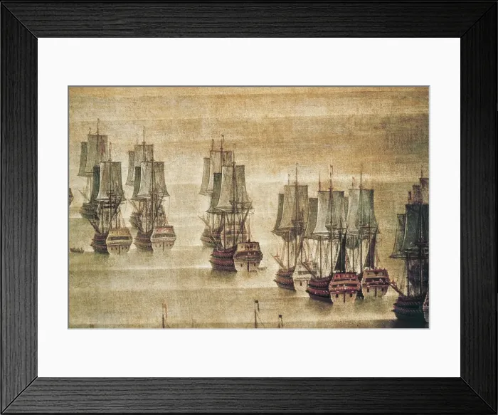 Framed Print : Vessels arranged for the battle (17th c. ). Detail Framed Print : Vessels arranged for the battle (17th c. ). Detail