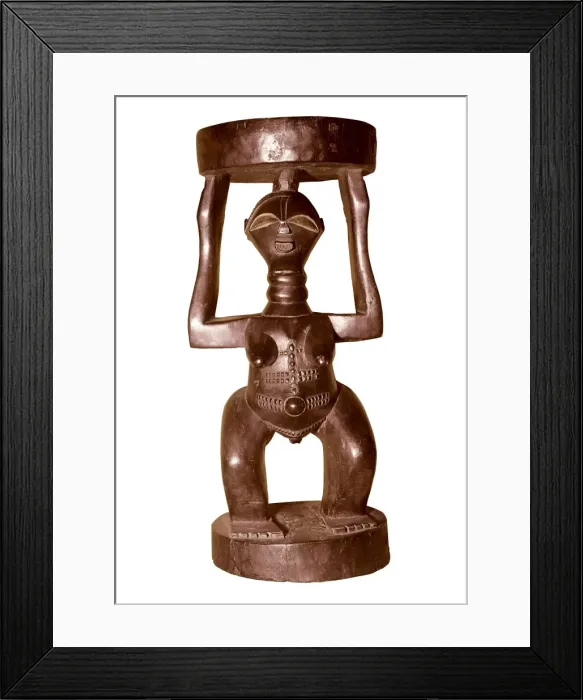Framed Print : Stool with figure of woman. African art. Sculpture Framed Print : Stool with figure of woman. African art. Sculpture