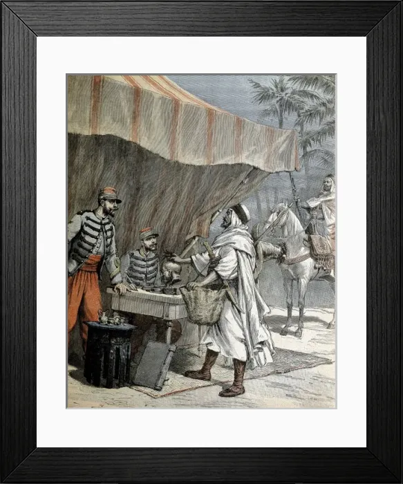 Framed Print : Algeria (1891). Delivery of a rebels head by Framed Print : Algeria (1891). Delivery of a rebels head by