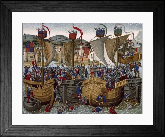 Framed Print : Battle of l Ecluse, fought in Sluys bay, when