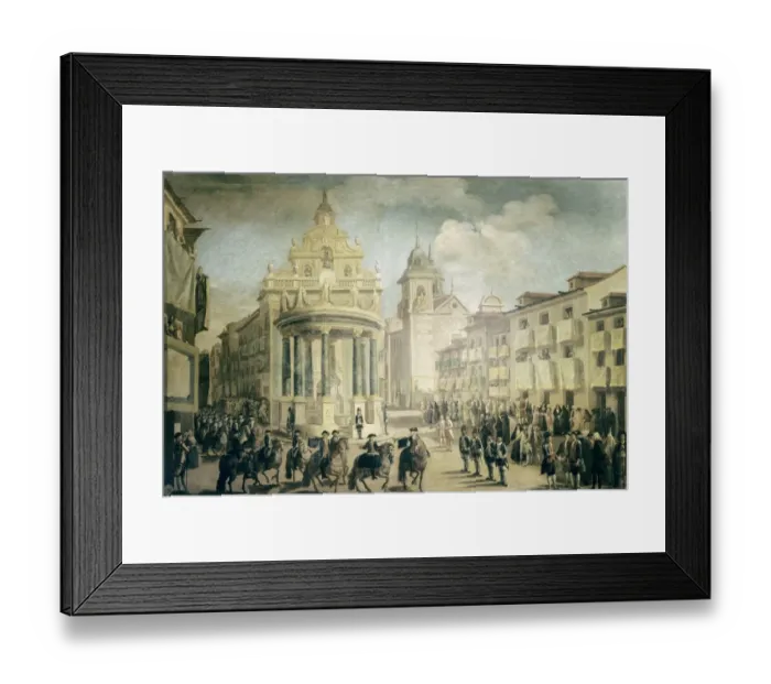 Framed Print : Decorations of Puerta del Sol, in occasion of Framed Print : Decorations of Puerta del Sol, in occasion of
