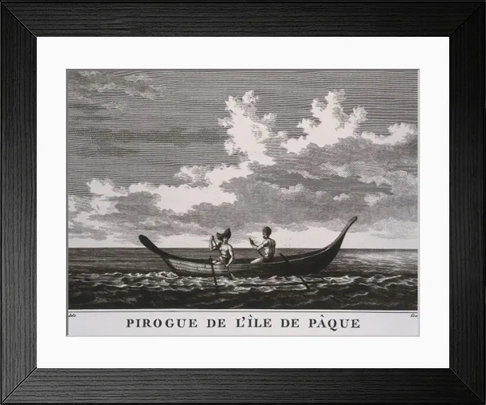 Framed Print : Inhabitants and Monuments of Easter Island, Drawing Framed Print : Inhabitants and Monuments of Easter Island, Drawing