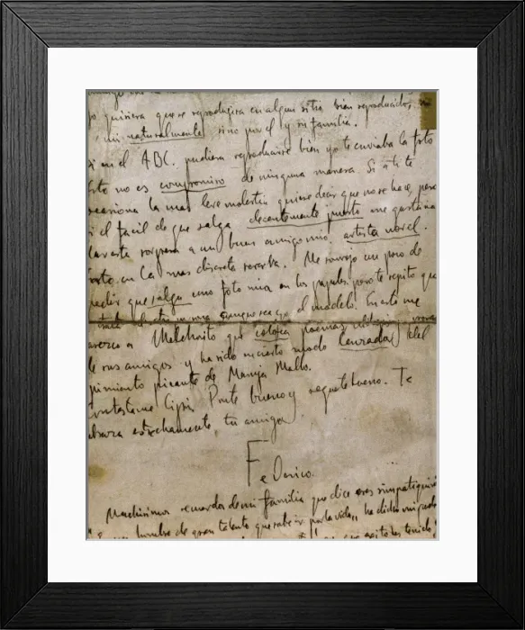 Framed Print : Letter from Federico Garc Framed Print : Letter from Federico Garc