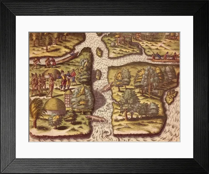 Framed Print : Settlers from the first French expedition to Framed Print : Settlers from the first French expedition to