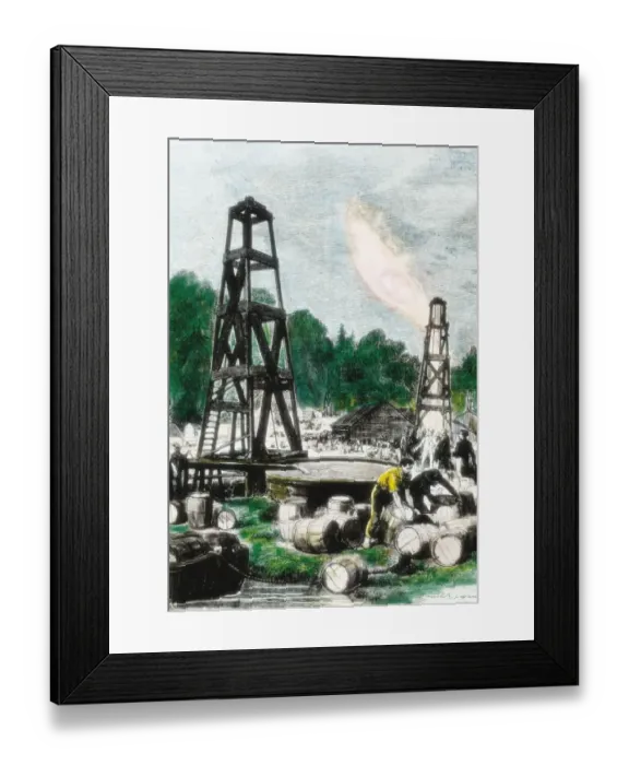 Framed Print : United States (1870). Oil Creek Valley. Perforation Framed Print : United States (1870). Oil Creek Valley. Perforation