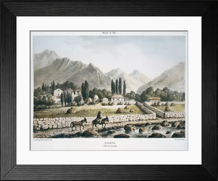 Framed Print : Chile (1854). Guanta, in Coquimbo valley. Litography Framed Print : Chile (1854). Guanta, in Coquimbo valley. Litography