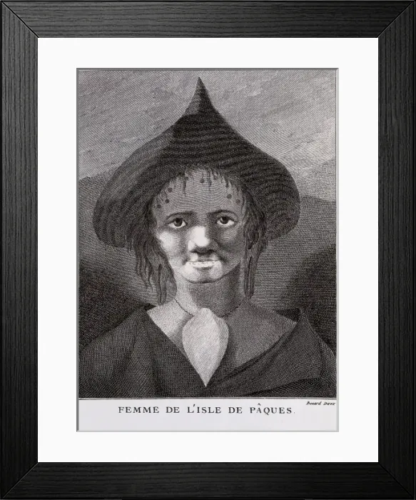 Framed Print : Femme de l isle de pⱵes (a woman from Easter Framed Print : Femme de l isle de pⱵes (a woman from Easter