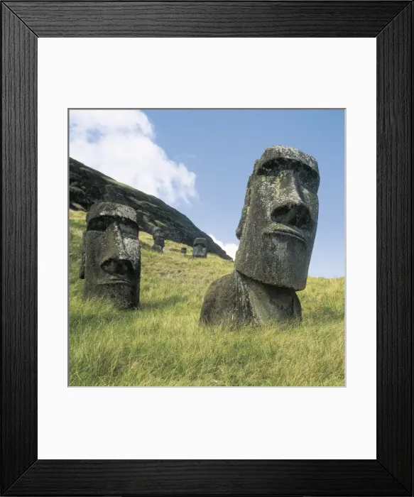 Framed Print : CHILE. VALPARAISO. Rano Raraku. Moai statues Framed Print : CHILE. VALPARAISO. Rano Raraku. Moai statues