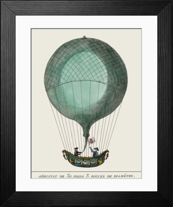 Framed Print : Balloon. Engraving. It leaved in 14th January Framed Print : Balloon. Engraving. It leaved in 14th January