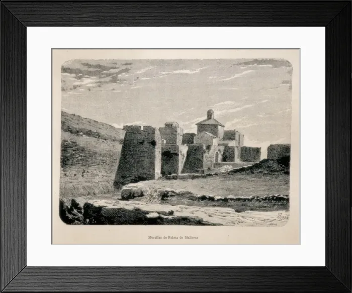 Framed Print : Palma de Majorca. Walls. Engraving. SPAIN. Zaragoza Framed Print : Palma de Majorca. Walls. Engraving. SPAIN. Zaragoza