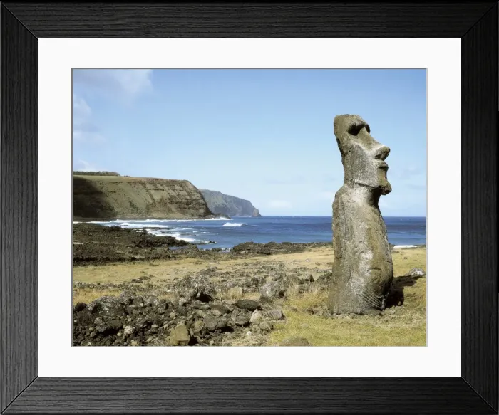 Framed Print : CHILE. VALPARAISO. Moai or colossal statue. In