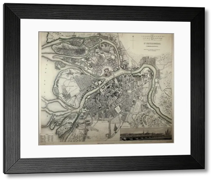 Framed Print : Map of Saint Petersburg (1834). Original drawing Framed Print : Map of Saint Petersburg (1834). Original drawing