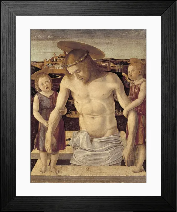 Framed Print : BELLINI, Giovanni (1430-1516). Dead Christ Supported Framed Print : BELLINI, Giovanni (1430-1516). Dead Christ Supported