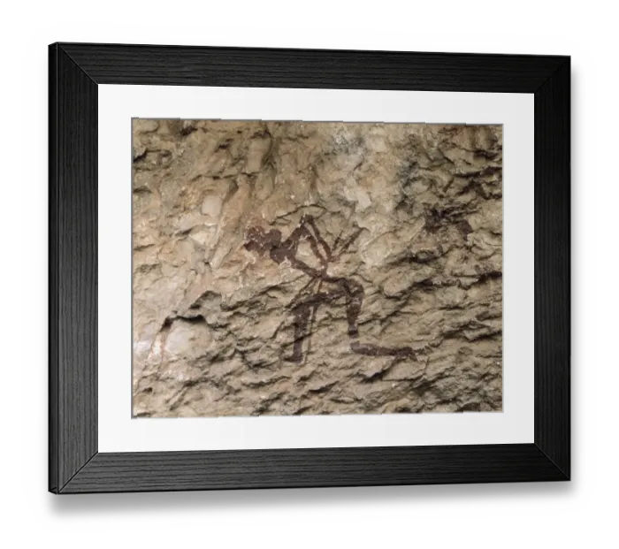 Framed Print : SPAIN. VinromLa Saltadora Cave. Hunter. Rupestrian Framed Print : SPAIN. VinromLa Saltadora Cave. Hunter. Rupestrian