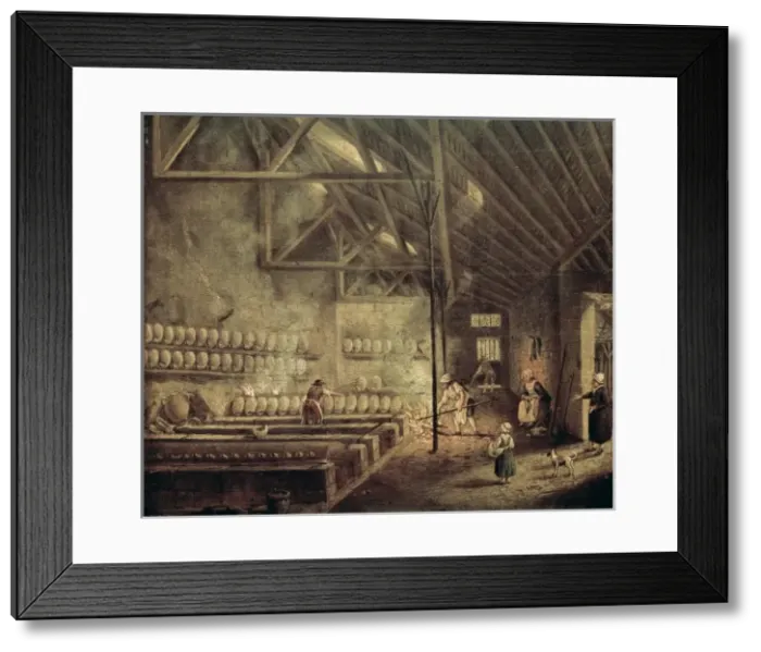 Framed Print : Interior of a cellar. French School. 18th c Framed Print : Interior of a cellar. French School. 18th c