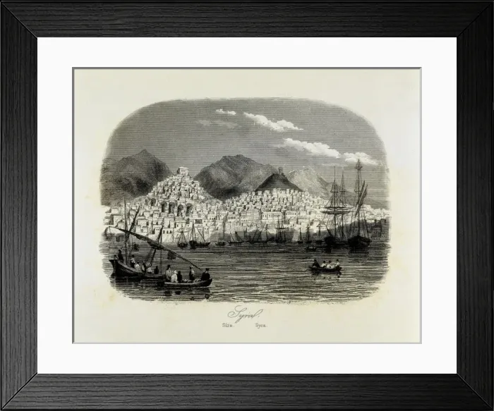 Framed Print : Greece (1863). Island of Syros. Illustration Framed Print : Greece (1863). Island of Syros. Illustration