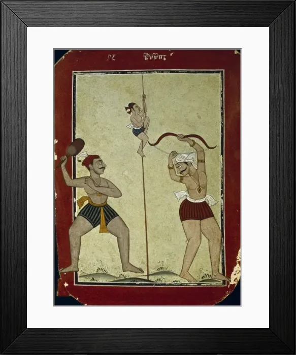 Framed Print : Three athletes into action. School of Bilaspur Framed Print : Three athletes into action. School of Bilaspur