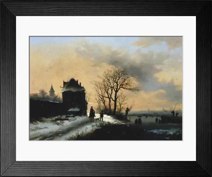 Framed Print : LEEUW, Alexis de (ca. 1848-1883). Winter scene Framed Print : LEEUW, Alexis de (ca. 1848-1883). Winter scene