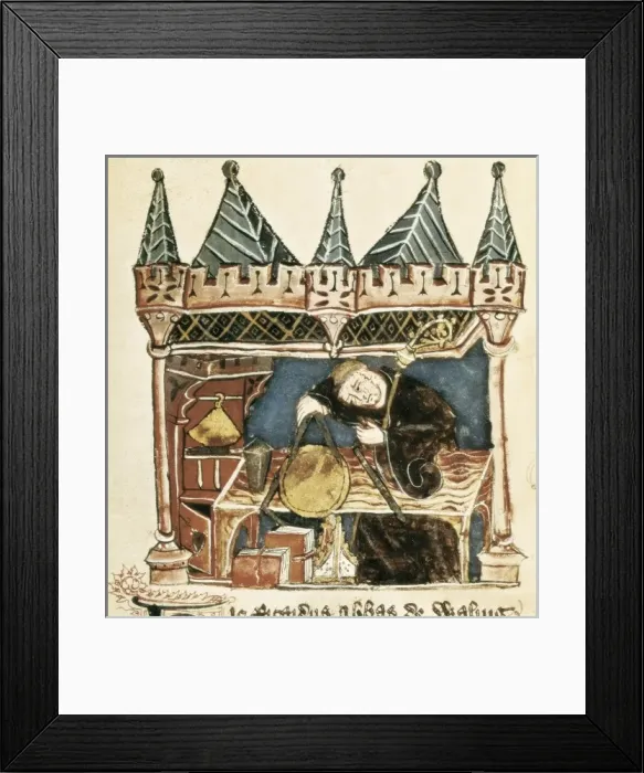 Framed Print : Richard de Wallingford measuring a circular instrument Framed Print : Richard de Wallingford measuring a circular instrument