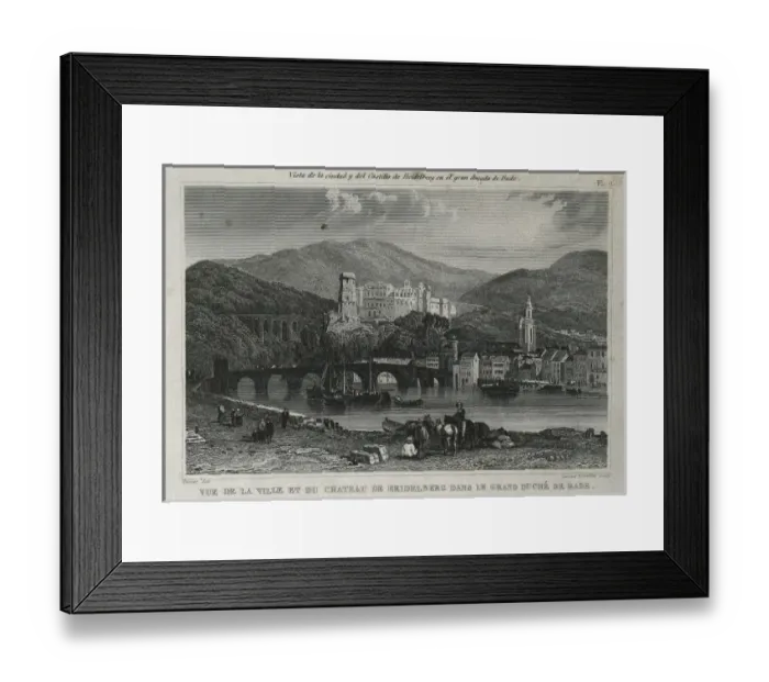 Framed Print : View of the town and the castle of Heidelberg Framed Print : View of the town and the castle of Heidelberg