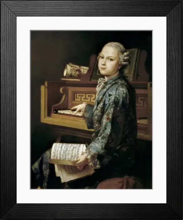 Framed Print : Young Man at the Clavichord. 1767. Portrait identified Framed Print : Young Man at the Clavichord. 1767. Portrait identified