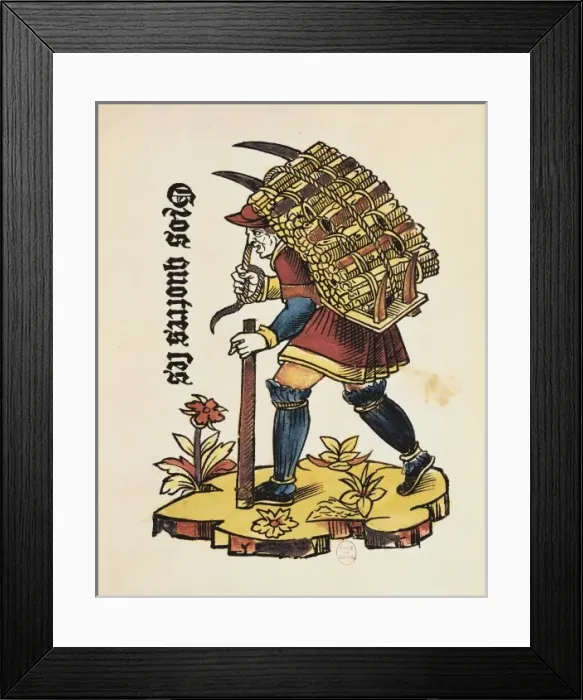 Framed Print : Firewood carrier (16th c. ). Engraving. FRANCE Framed Print : Firewood carrier (16th c. ). Engraving. FRANCE