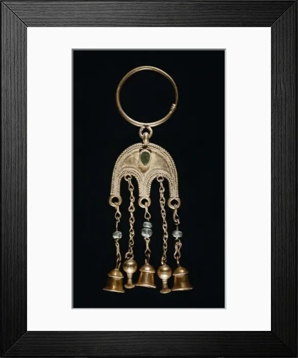 Framed Print : Gold earring with little bells. c. 500 BC. Roman Framed Print : Gold earring with little bells. c. 500 BC. Roman