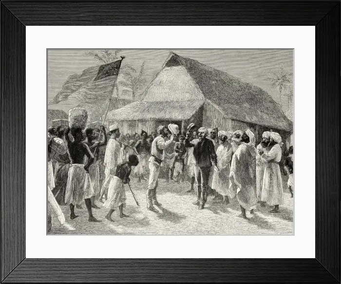 Framed Print : Encounter between the explorers Sir Henry Morton Framed Print : Encounter between the explorers Sir Henry Morton