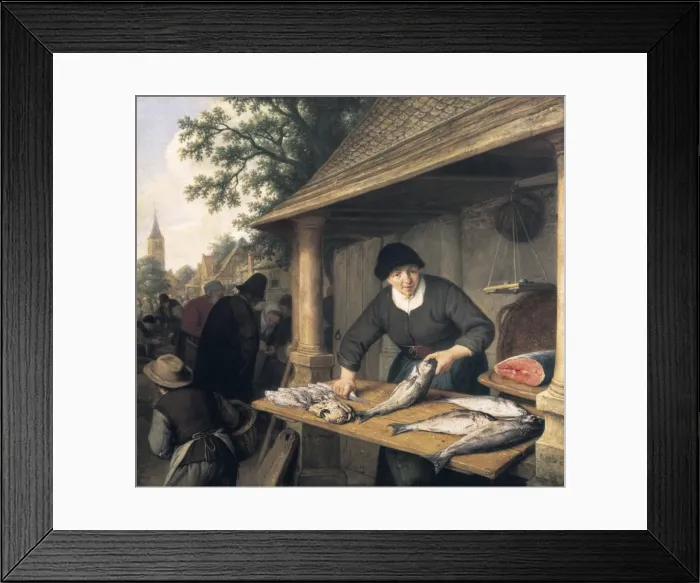 Framed Print : OSTADE, Adriaen van (1610-1684). A woman selling Framed Print : OSTADE, Adriaen van (1610-1684). A woman selling