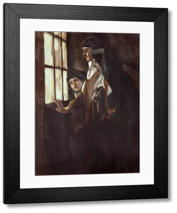 Framed Print : BENLLIURE ORTIZ, Jos頨1884-1916). Nuns. Oil Framed Print : BENLLIURE ORTIZ, Jos頨1884-1916). Nuns. Oil