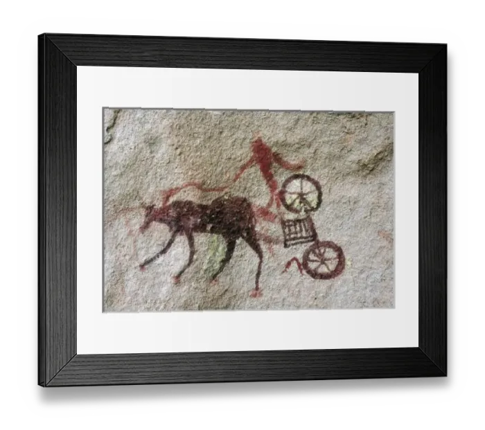 Framed Print : LIBYA. Tadrart Acacus. Representation of a cart Framed Print : LIBYA. Tadrart Acacus. Representation of a cart