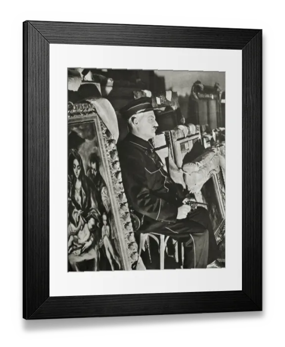 Framed Print : Spanish Civil Wat. Gendarme watching over works