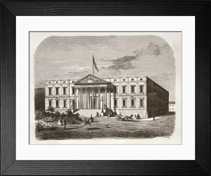 Framed Print : Congress of Deputies. Engraving. SPAIN. Madrid Framed Print : Congress of Deputies. Engraving. SPAIN. Madrid