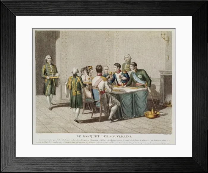 Framed Print : Napoleons Empire (1807). Tilsit, the banquet Framed Print : Napoleons Empire (1807). Tilsit, the banquet