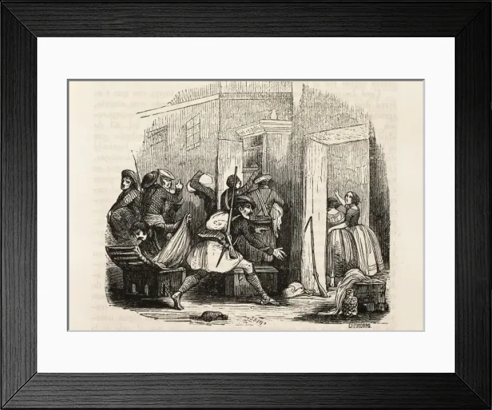 Framed Print : Spain. Second Carlist War. Sacking of Canet by Framed Print : Spain. Second Carlist War. Sacking of Canet by