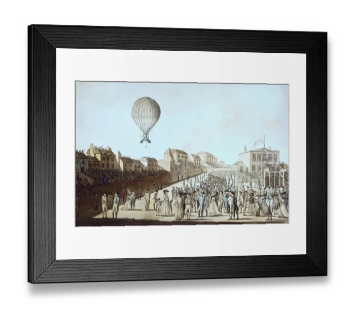 Framed Print : One of the Montgolfier brothers departing from Framed Print : One of the Montgolfier brothers departing from