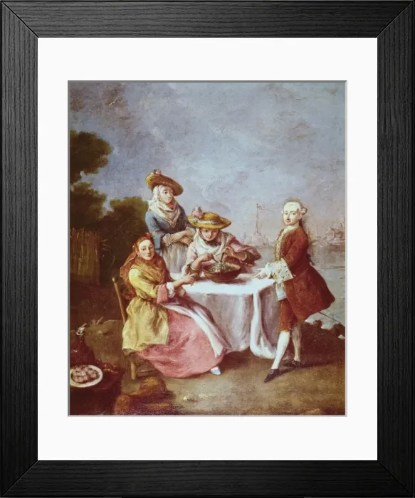 Framed Print : Country meal. mid. 18th c. Oil on canvas. ITALY Framed Print : Country meal. mid. 18th c. Oil on canvas. ITALY