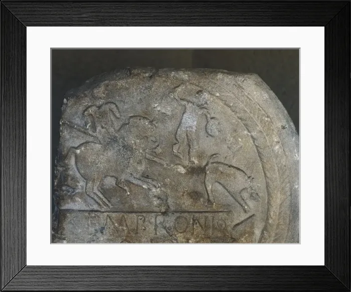 Framed Print : Funerary stele. 1st-2nd century BC. Boar hunting Framed Print : Funerary stele. 1st-2nd century BC. Boar hunting