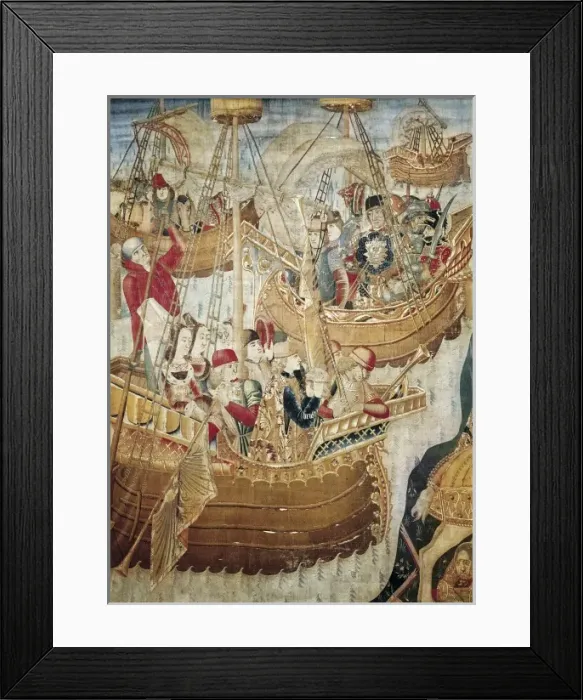 Framed Print : Ships (15th c. ). Gothic art. Tapestry. SPAIN Framed Print : Ships (15th c. ). Gothic art. Tapestry. SPAIN