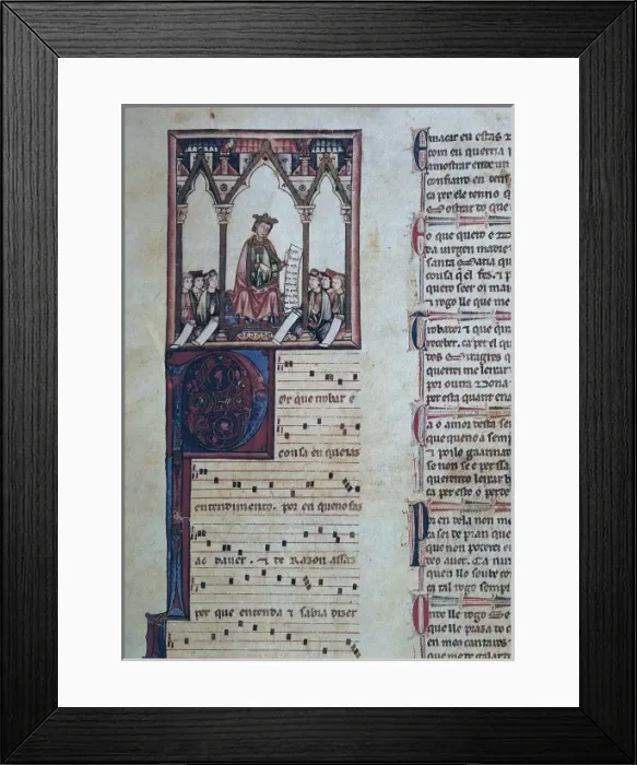 Framed Print : Alfonso X, called The Wise (1221-1284). Cantigas Framed Print : Alfonso X, called The Wise (1221-1284). Cantigas