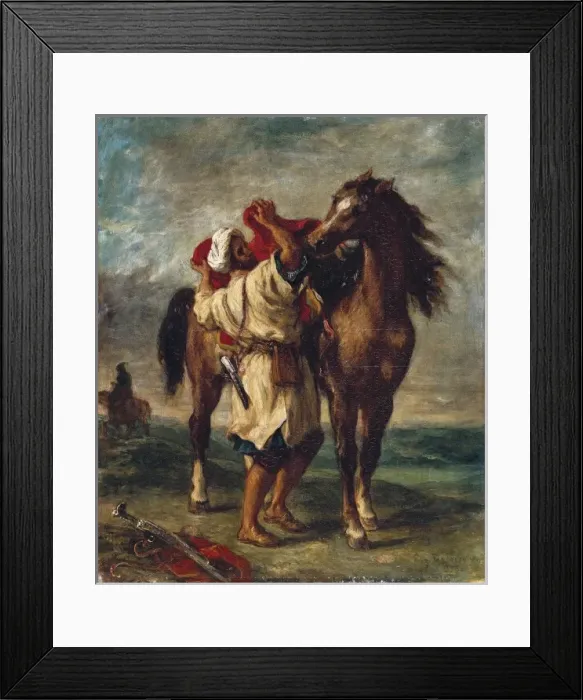 Framed Print : DELACROIX, Eug讥(1798-1863). Arab saddling Framed Print : DELACROIX, Eug讥(1798-1863). Arab saddling