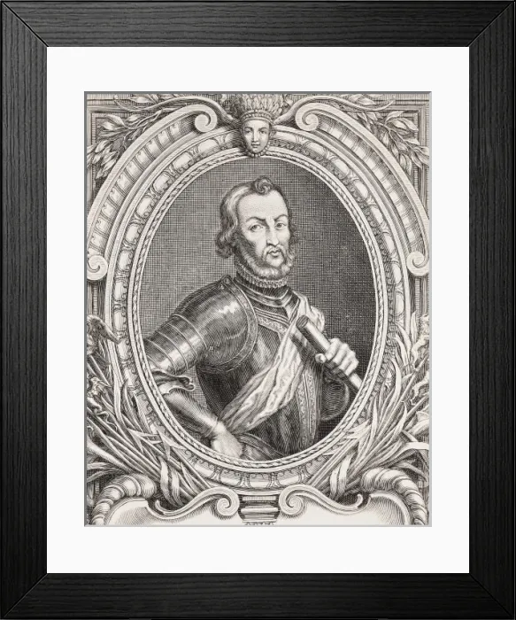 Framed Print : CORTɓ, Hernᮠ(1485-1547). Spanish conqueror Framed Print : CORTɓ, Hernᮠ(1485-1547). Spanish conqueror