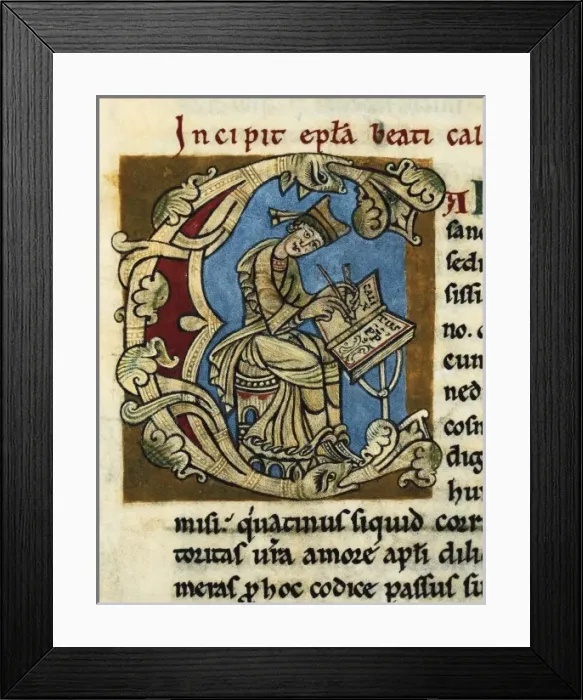 Framed Print : Calixtine Code. beg. 12th c. Page 1. Initial Framed Print : Calixtine Code. beg. 12th c. Page 1. Initial
