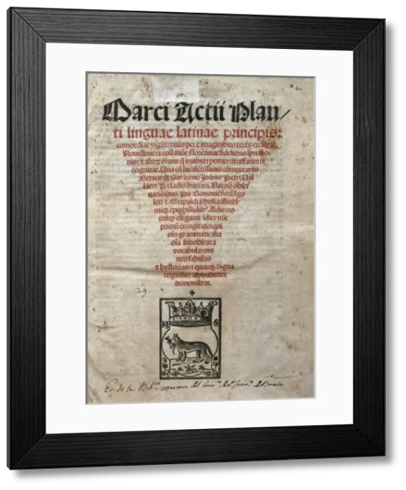 Framed Print : Plautus (254-184 BC). Latin comedy poet. Comedies Framed Print : Plautus (254-184 BC). Latin comedy poet. Comedies