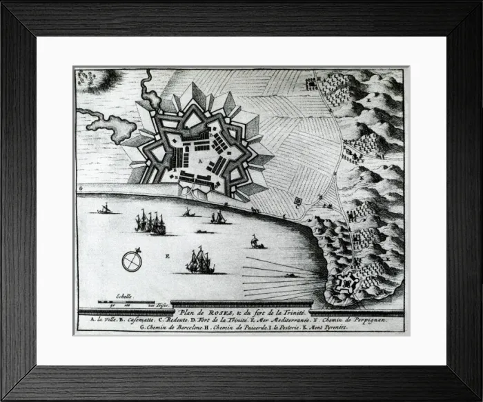Framed Print : French map of the city of Roses and Trinidad Framed Print : French map of the city of Roses and Trinidad