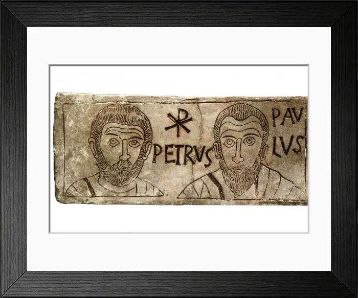 Framed Print : Drawing in a tombstone. 4th c. A. D, representing Framed Print : Drawing in a tombstone. 4th c. A. D, representing